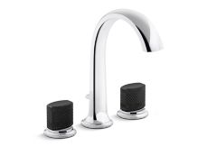 Script™ Deck-Mount Bath Faucet with Diverter, Matte Black Porcelain Knob Handles