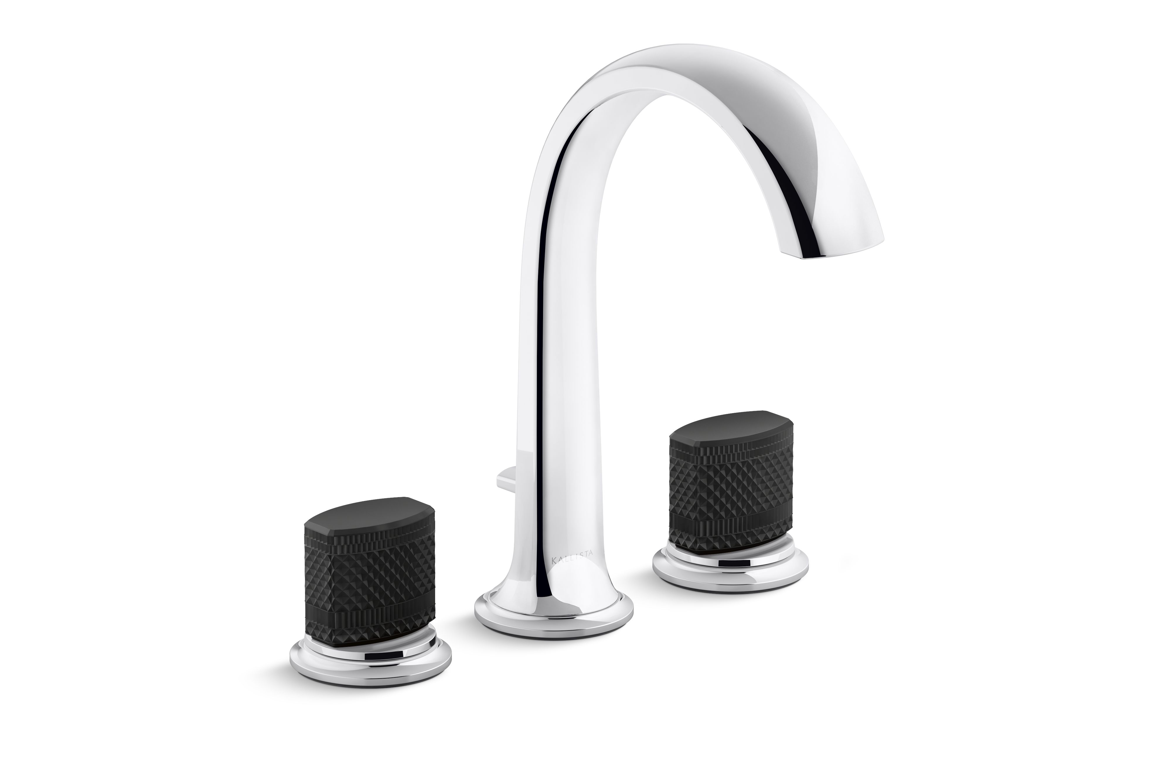 Script™ — Deck-Mount Bath Faucet with Diverter, Matte Black Porcelain Knob Handles