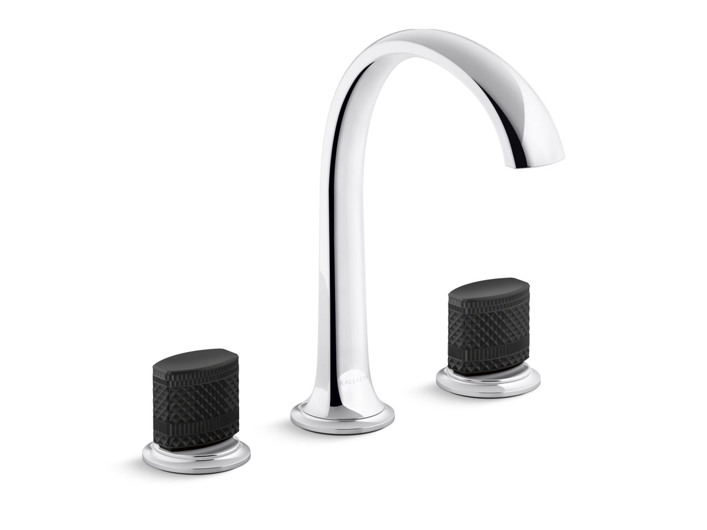 Script Sink Faucet, Arch Spout, Matte Black Porcelain Knob Handles