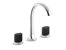 Script® Decorative Sink faucet, arch spout, Matte Black Porcelain knob handles