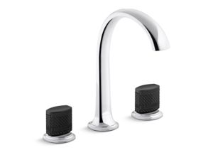 Sink faucet, arch spout, Matte Black Porcelain knob handles