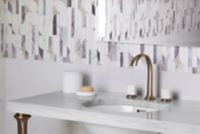 Sink faucet, arch spout, White Porcelain knob handles 5