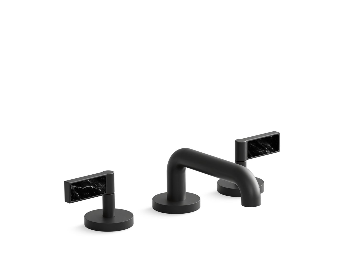 One Decorative Sink Faucet, Low Spout, Nero Marquina Handles