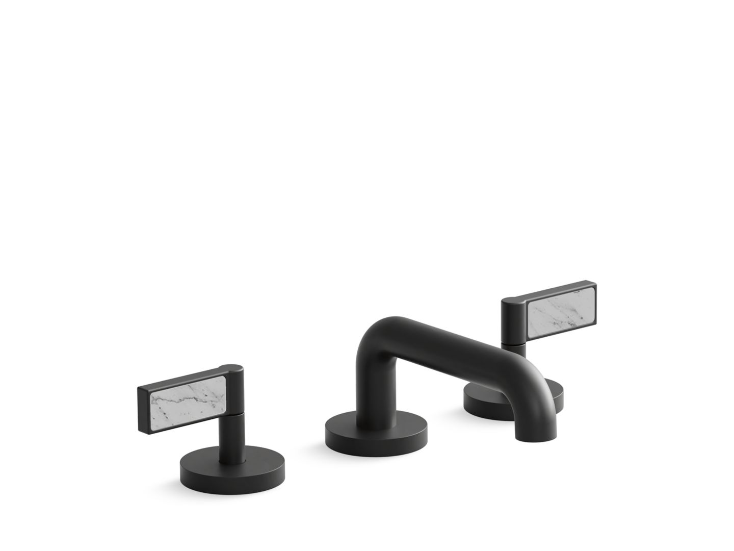 One™ Sink faucet, low spout, white Carrara handles