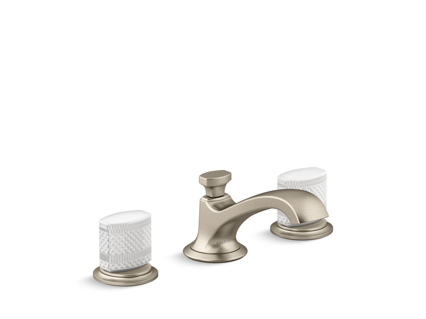 Script Sink Faucet, Low Spout, White Porcelain Knob Handles