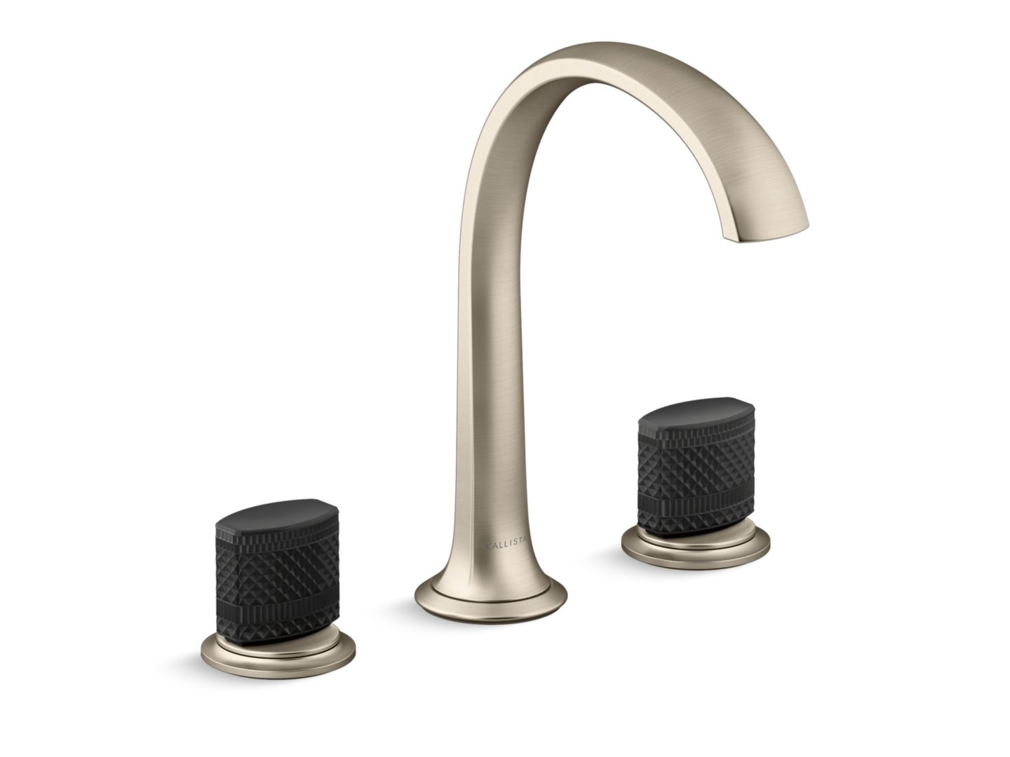 Script Sink Faucet, Arch Spout, Matte Black Porcelain Knob Handles