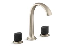 Script® Decorative Sink faucet, arch spout, Matte Black Porcelain knob handles