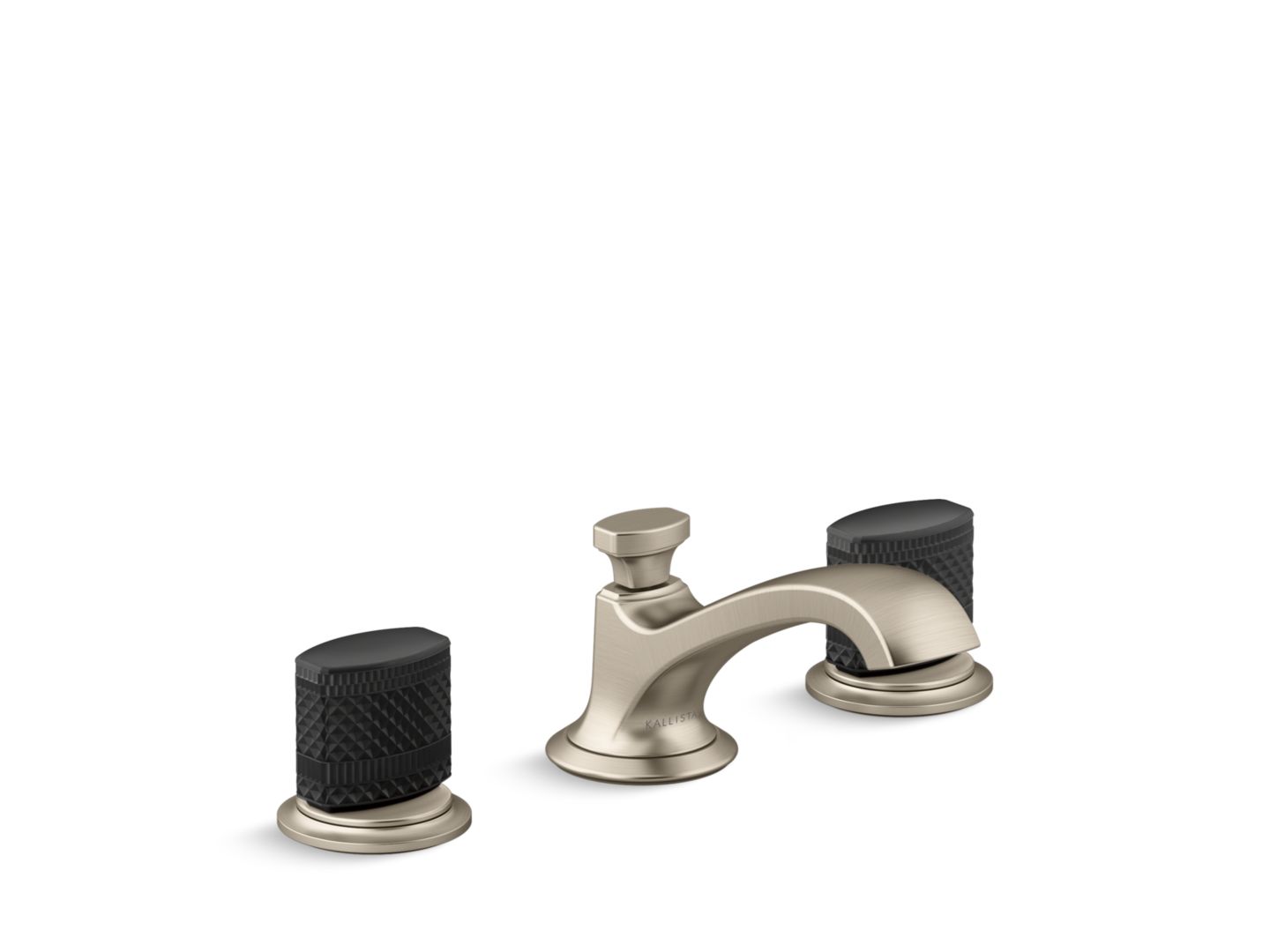 Script Sink Faucet, Low Spout, Matte Black Porcelain Knob Handles