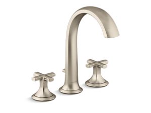 Deck-Mount Bath Faucet with Diverter, Cross Handles