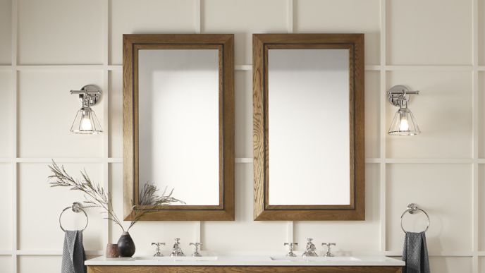 Wood Mirrors with Metal Inlay