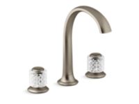 Sink faucet, arch spout, clear Saint-Louis crystal knob handles 1