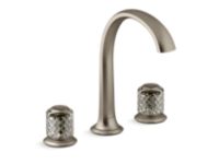 Sink faucet, arch spout, flannel grey Saint-Louis crystal knob handles 1