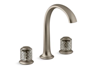 Sink Faucet, Arch Spout, Saint-Louis Crystal, Flannel Grey Knob Handles