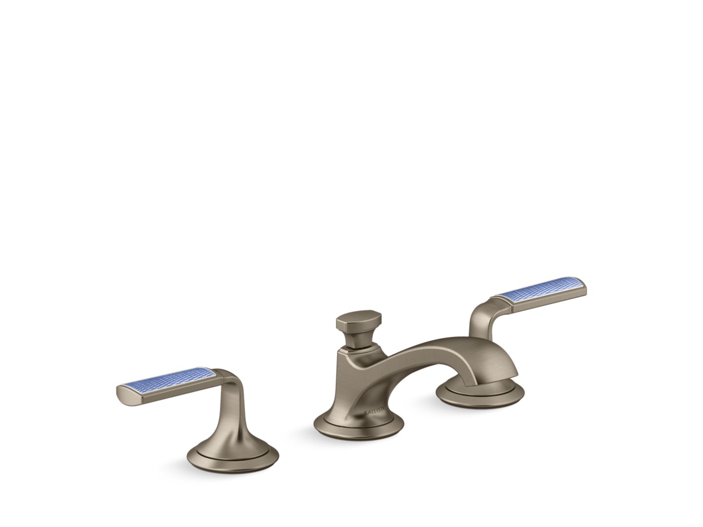 Script Sink Faucet, Low Spout, Celeste Blue Wave Enamel Lever Handles