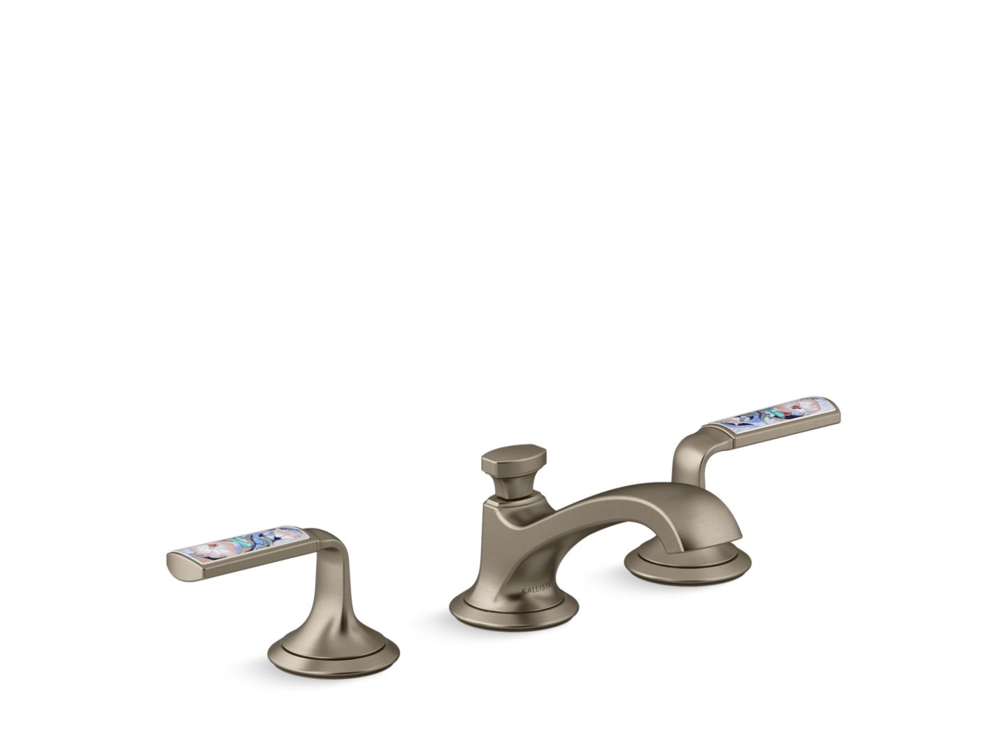 Script Sink Faucet, Low Spout, Spring Rain Enamel Lever Handles