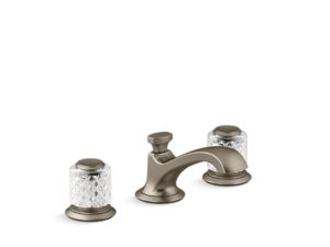 Sink Faucet, Low Spout, Saint-Louis Crystal, Clear Knob Handles