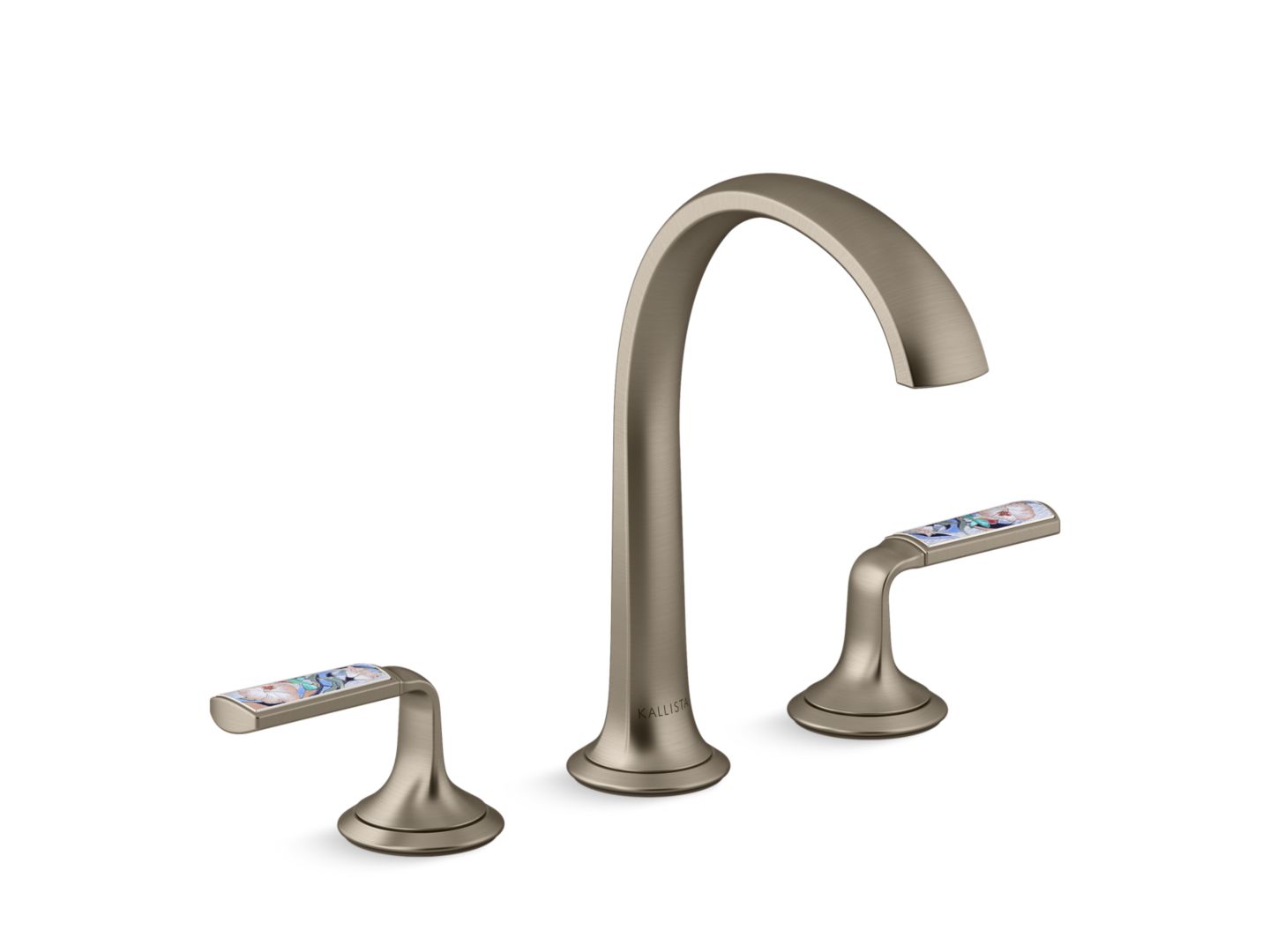 Script Sink Faucet, Arch Spout, Spring Rain Enamel Lever Handles