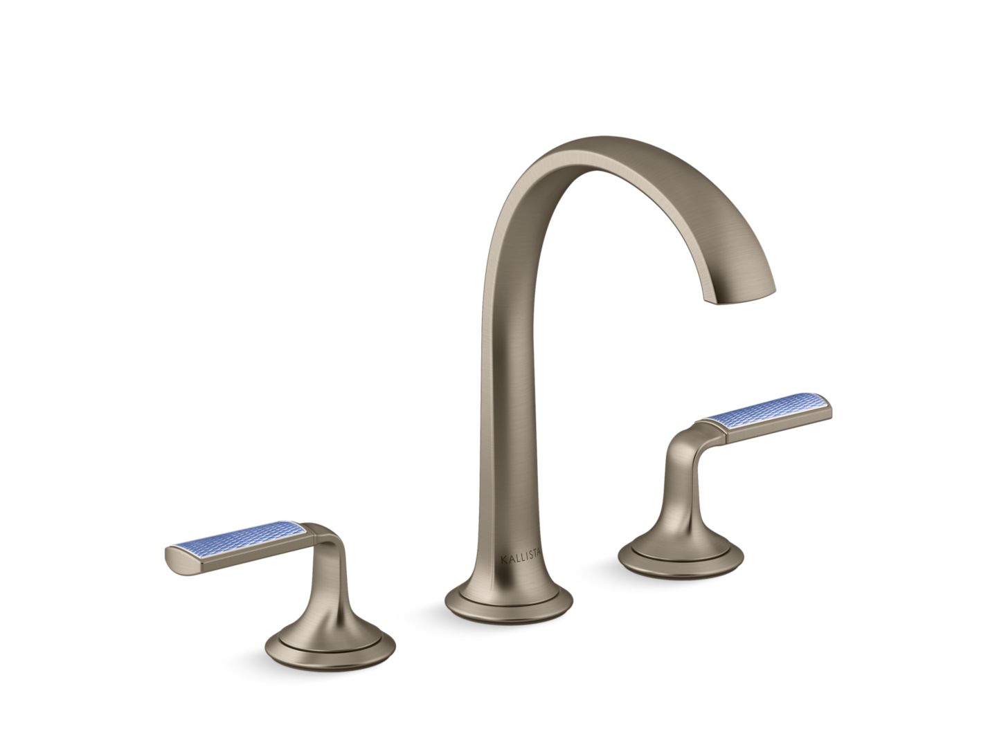 Script Sink Faucet, Arch Spout, Celeste Blue Wave Enamel Lever Handles