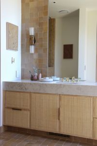 Sink faucet, low spout, white Carrara handles 9