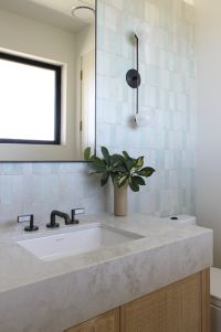 Sink faucet, low spout, white Carrara handles 15