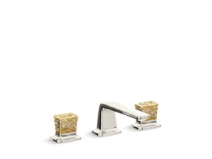 Sink faucet, low spout, gold flake crystal knob handles