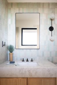 Sink faucet, low spout, white Carrara handles 14