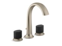 Deck-Mount Bath Faucet with Diverter, Matte Black Porcelain Knob Handles 0