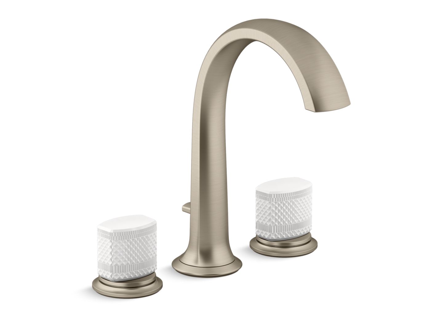 Script ™ Deck-Mount Bath Faucet with Diverter, White Porcelain Knob Handles