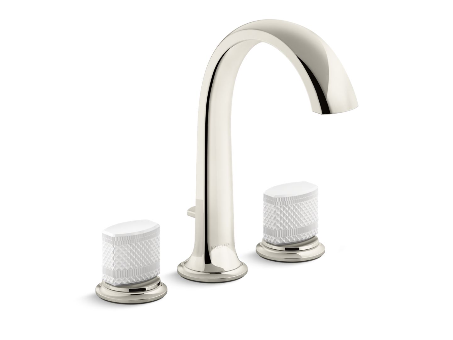 Script™ Deck-Mount Bath Faucet with Diverter, White Porcelain Knob Handles