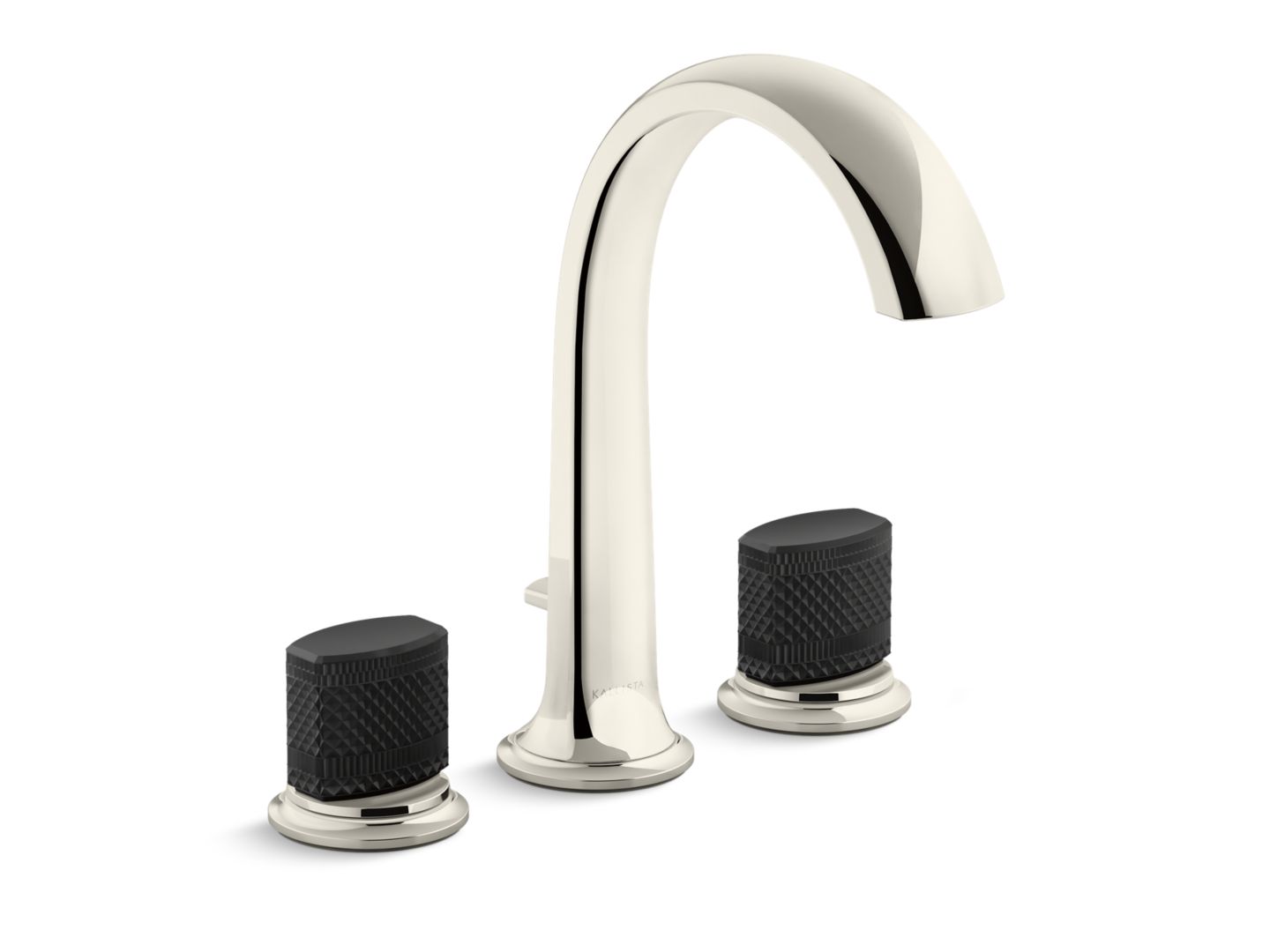 Script™ Deck-Mount Bath Faucet with Diverter, Matte Black Porcelain Knob Handles