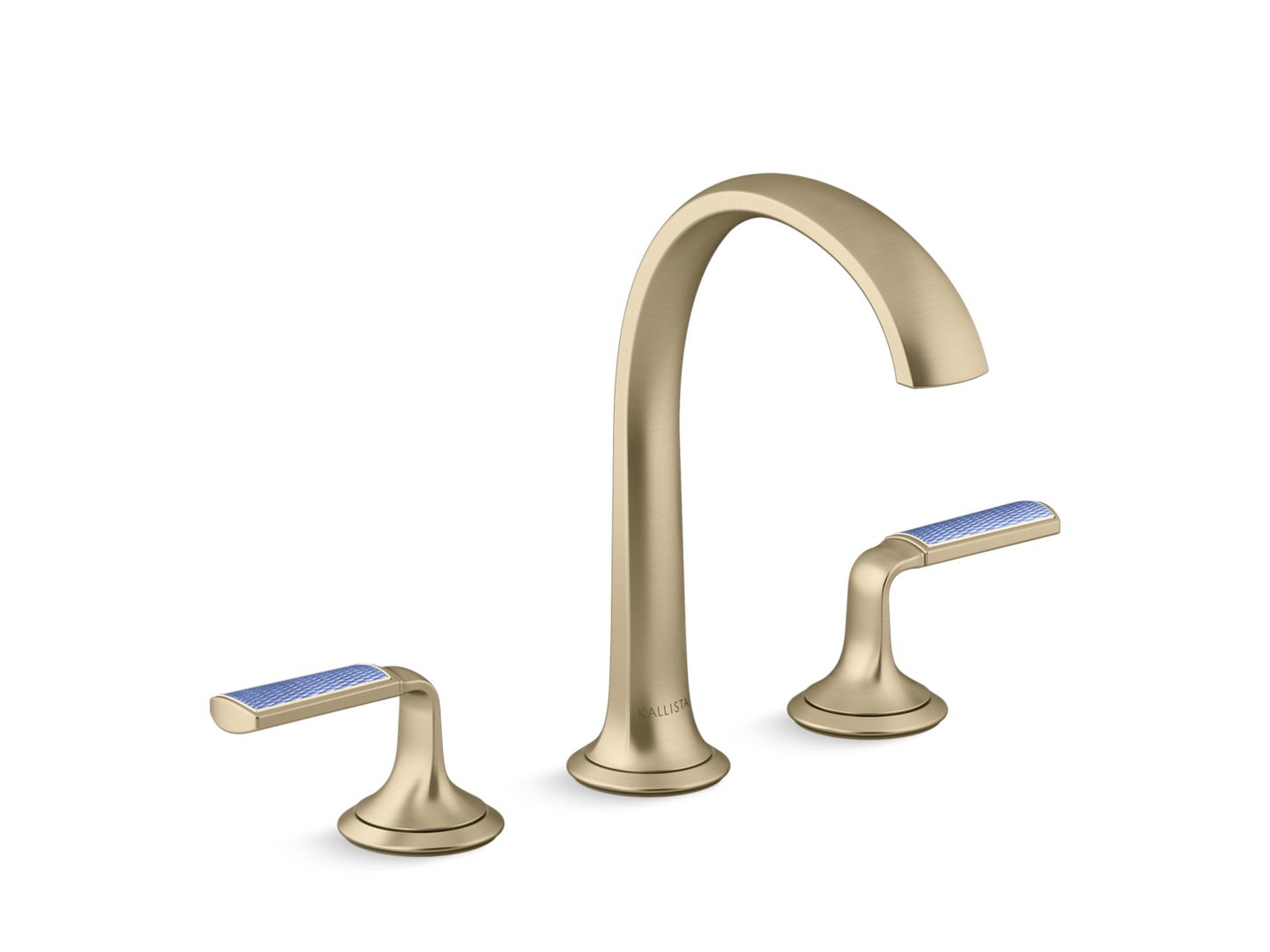 Script Sink Faucet, Arch Spout, Celeste Blue Wave Enamel Lever Handles