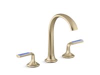 Sink faucet, arch spout, Celeste Blue Wave enamel lever handles 0