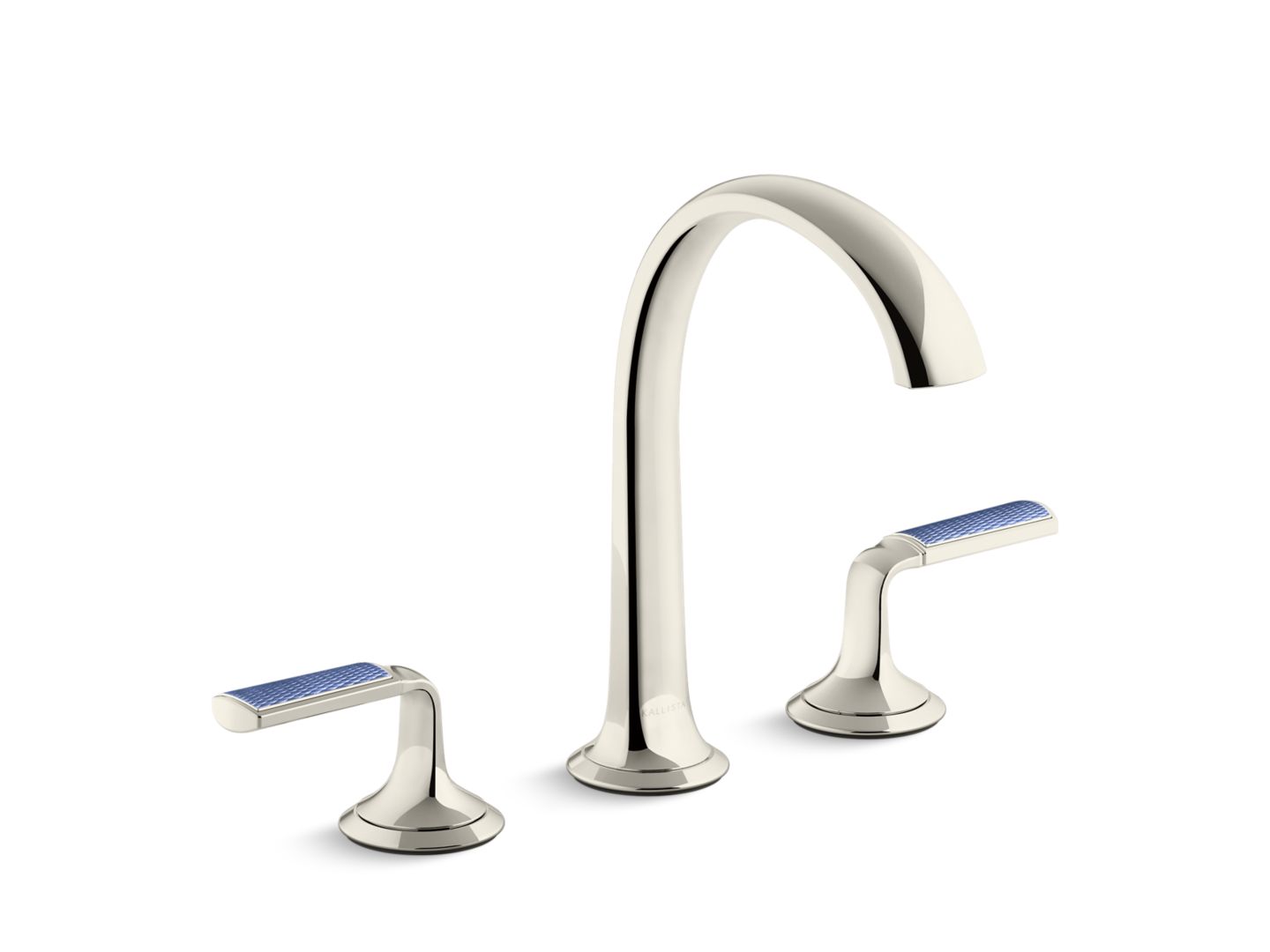 Script® Decorative Sink faucet, arch spout, Celeste Blue Wave enamel lever handles