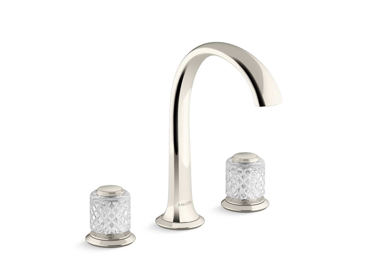 Script Sink Faucet, Arch Spout, Saint-Louis Crystal, Clear Knob Handles