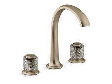Script® Decorative Sink faucet, arch spout, flannel grey Saint-Louis crystal knob handles