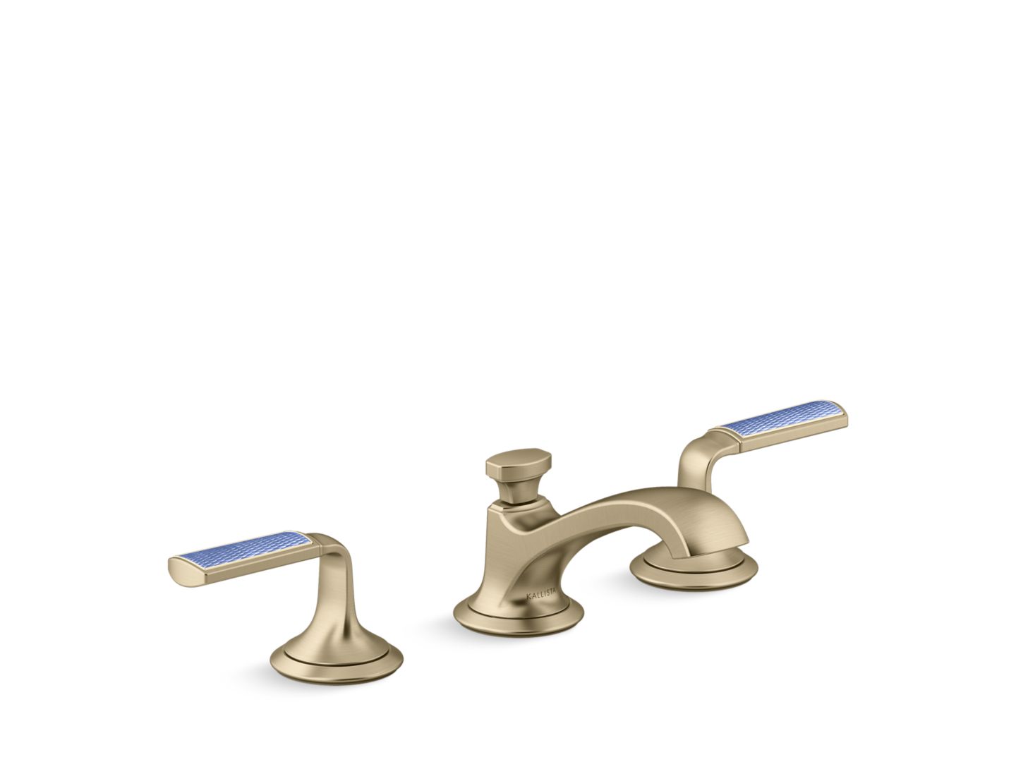 Script Sink Faucet, Low Spout, Celeste Blue Wave Enamel Lever Handles