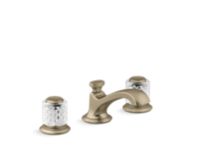 Sink faucet, low spout, clear Saint-Louis crystal knob handles 0