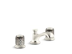 Script® Decorative Sink faucet, low spout, flannel grey Saint-Louis crystal knob handles