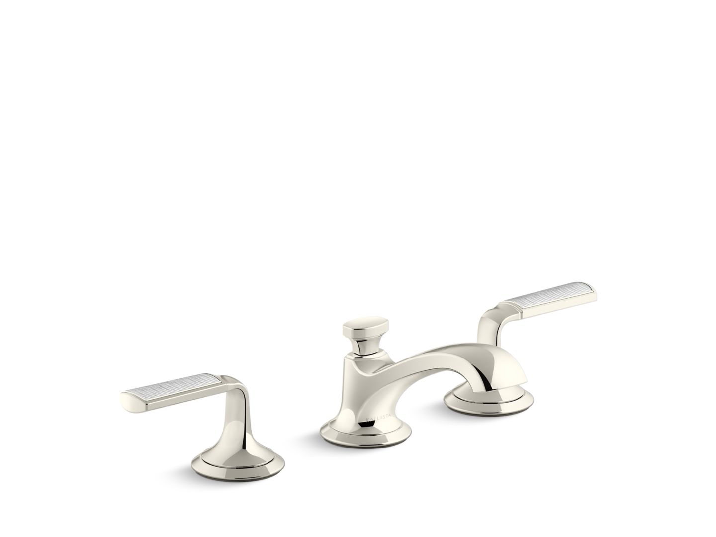 Script Sink Faucet, Low Spout, Frost Wave Enamel Lever Handles