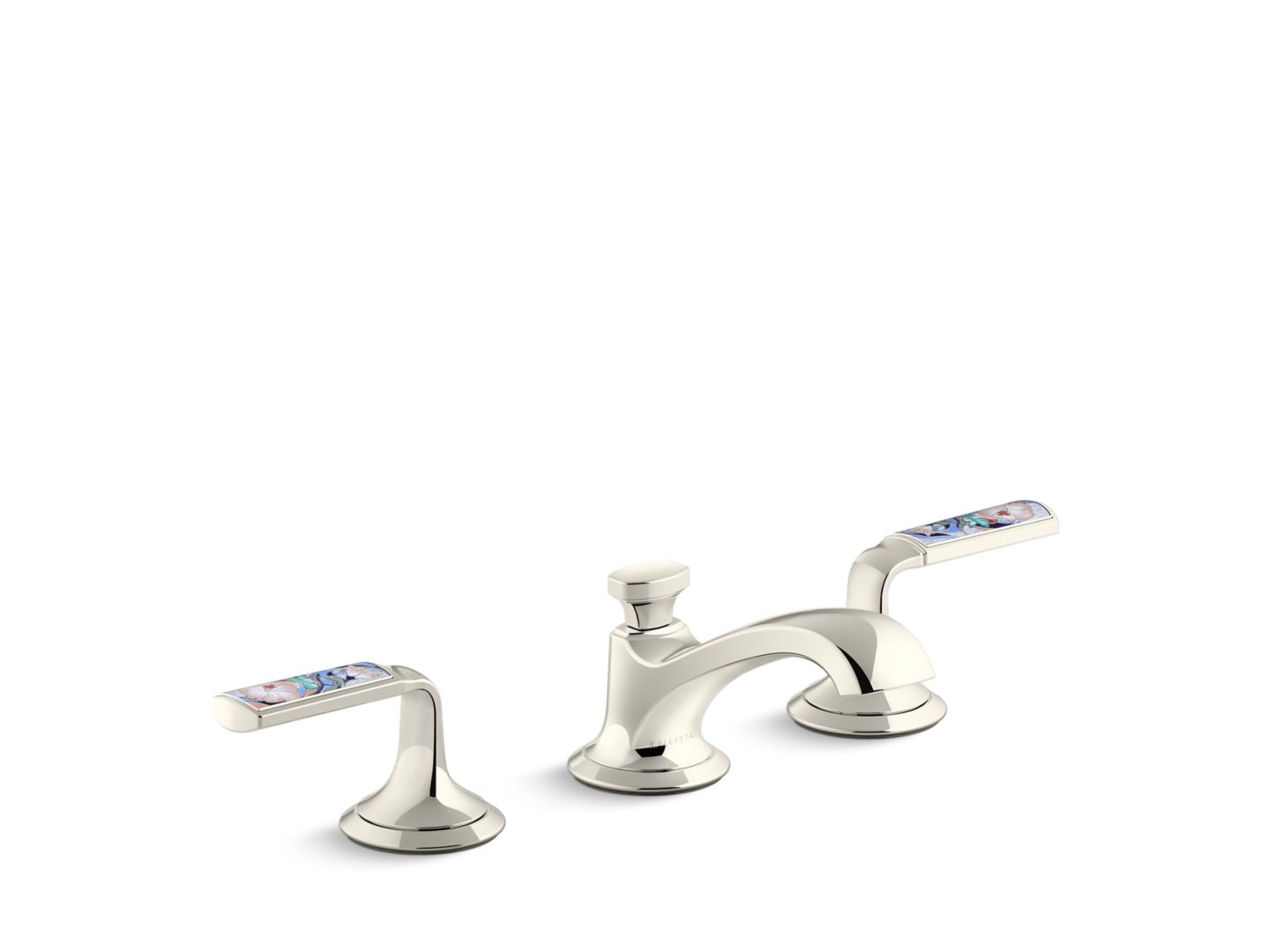Script® Decorative Sink faucet, low spout, Spring Rain enamel lever handles