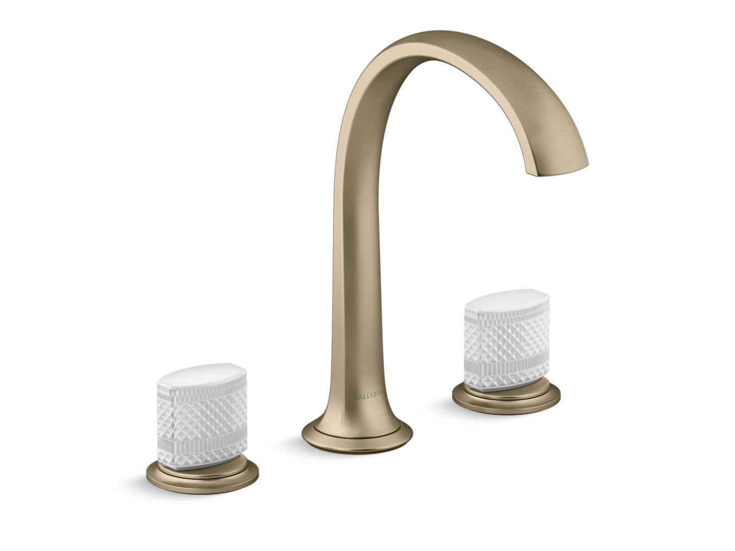 Script Sink Faucet, Arch Spout, White Porcelain Knob Handles