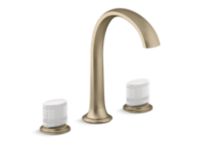 Sink faucet, arch spout, White Porcelain knob handles 0