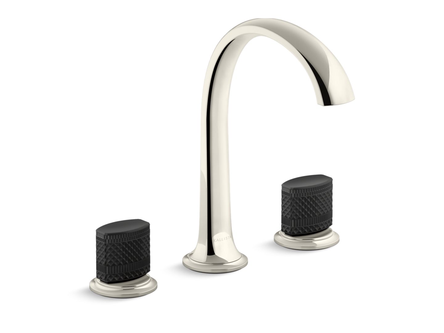 Script Sink Faucet, Arch Spout, Matte Black Porcelain Knob Handles