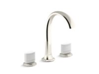 Sink faucet, arch spout, White Porcelain knob handles 0