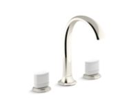 Sink Faucet, Arch Spout, White Porcelain Knob Handles 0