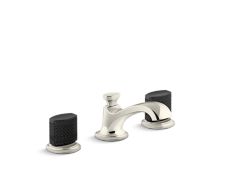 Script® Decorative Sink faucet, low spout, Matte Black Porcelain knob handles
