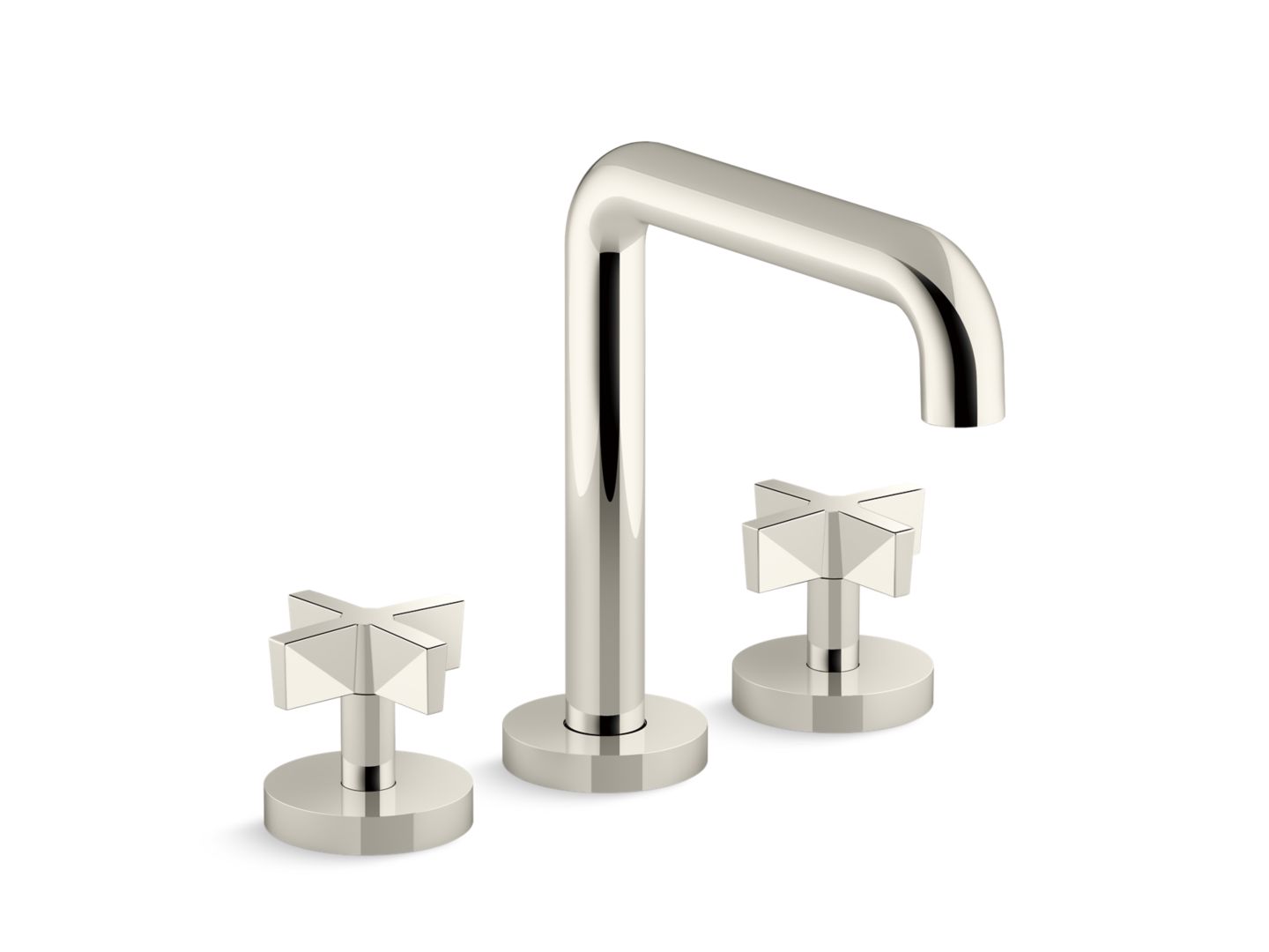 One Deck-Mount Bath Faucet, Tall Spout, Cross Handles