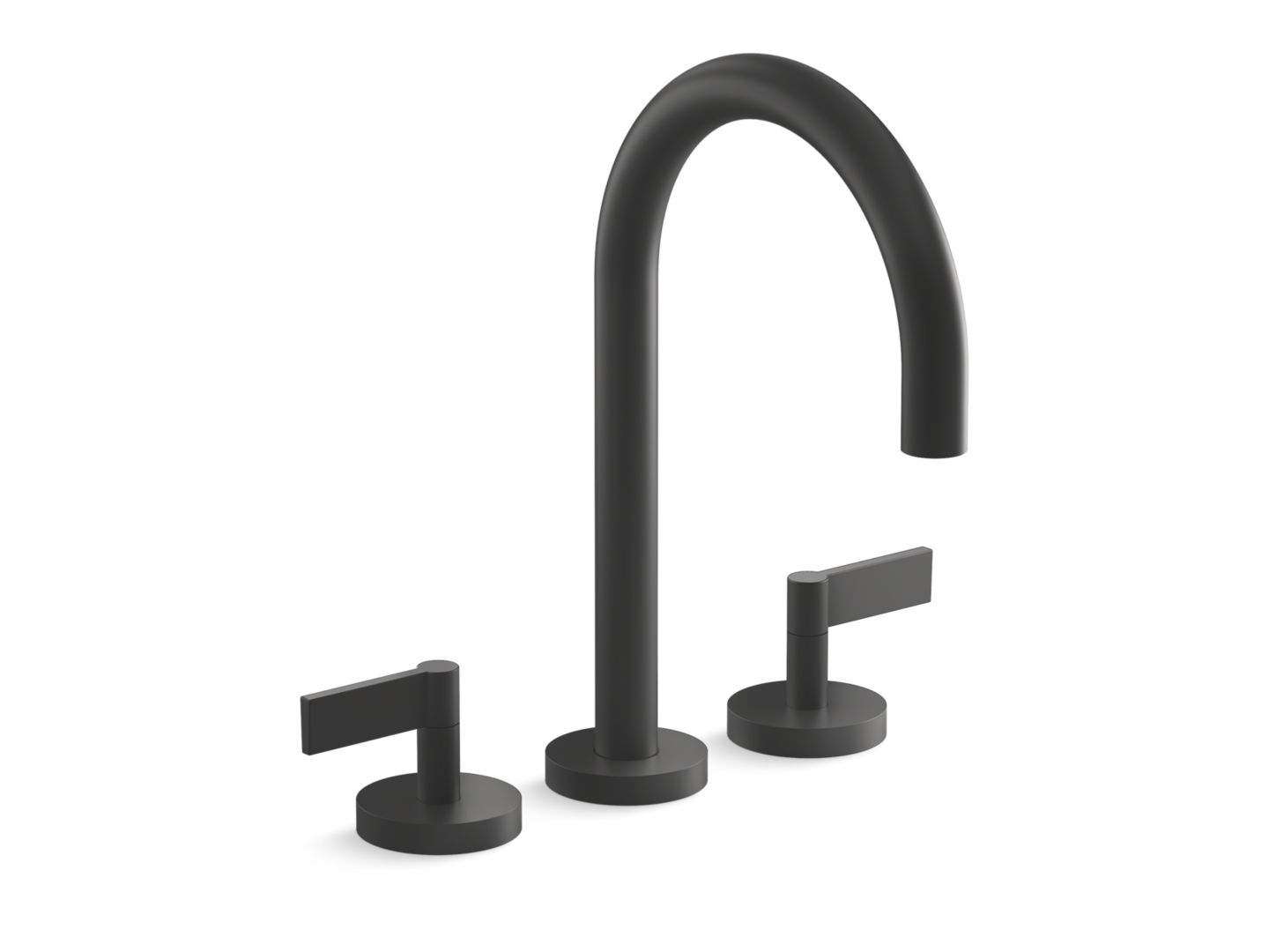 One Deck-Mount Bath Faucet, Gooseneck Spout, Lever Handles