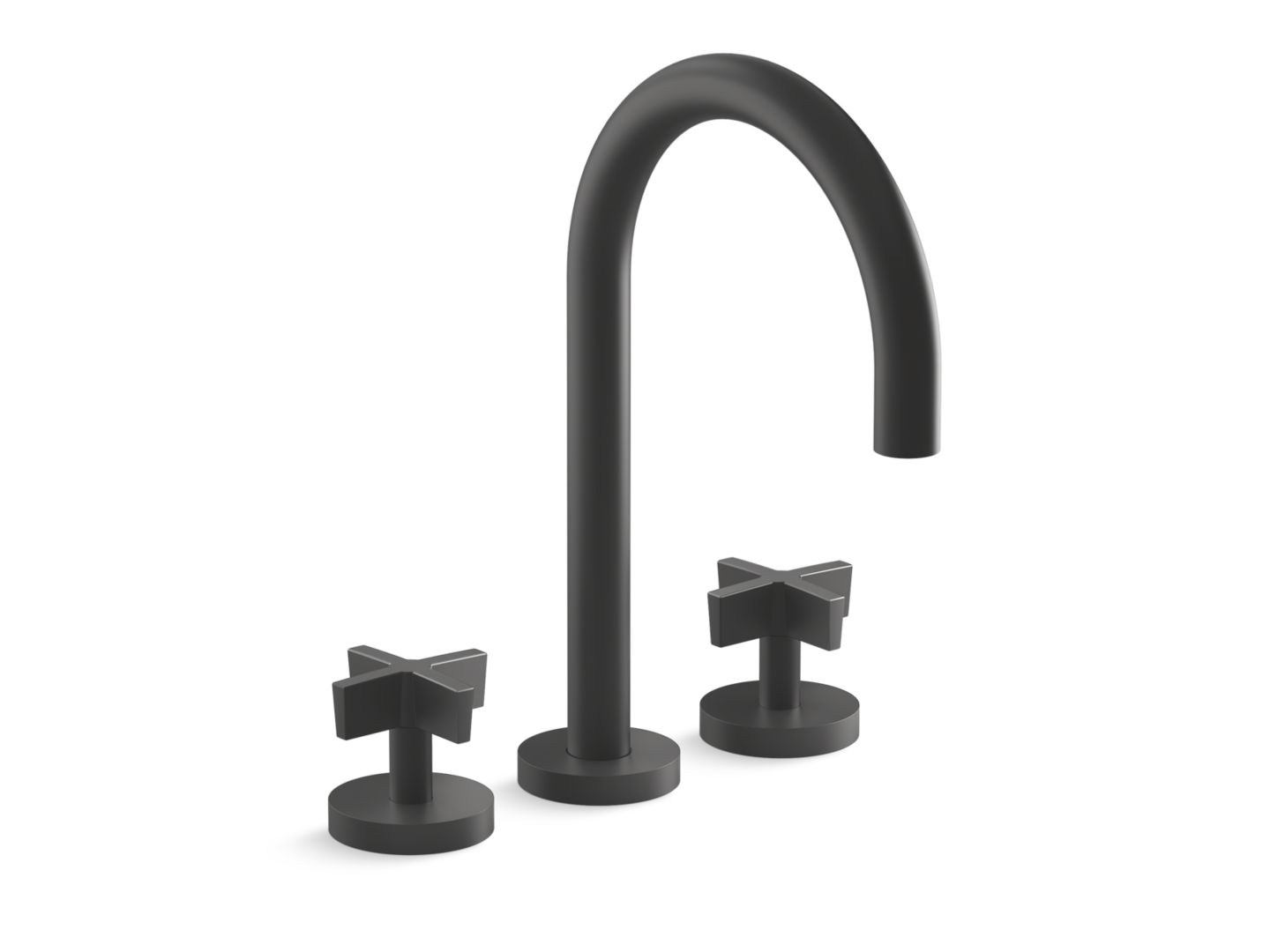 One Deck-Mount Bath Faucet, Gooseneck Spout, Cross Handles