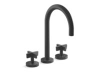 Deck-mount bath faucet, gooseneck spout, cross handles 0